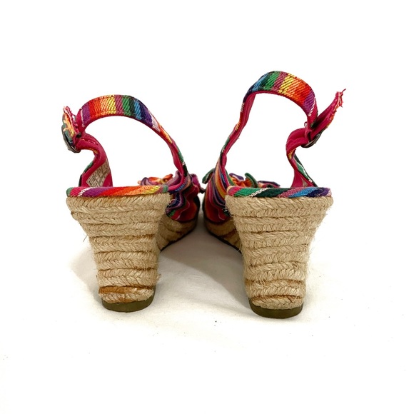 Rocket dog • rainbow stripe wedge espadrilles peep toe slingback ruffle • 7.5 - Picture 8 of 10